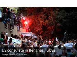 No fue una turba que atacó sencillo al consulado de EE.UU. en Benghazi el martes, matando a cuatro estadounidenses. Bengasi fue escenario de una batalla campal, en la que asaltantes desconocidos libios sitiados diplomáticos estadounidenses con fuego de armas pequeñas durante más de cuatro horas, repeler varios intentos por parte del personal de Estados Unidos para recuperar el control de la misma.