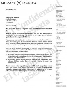 Documento de Mossack Fonseca relacionado con el espía Paesa.