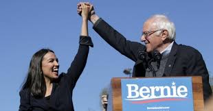 Resultado de imagen para Alexandria Ocasio-Cortez junto a Bernie Sanders, imagen